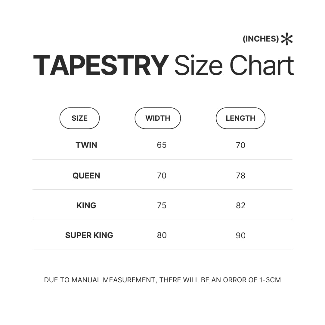 Tapestry Size Chart - Jon Bellion Store